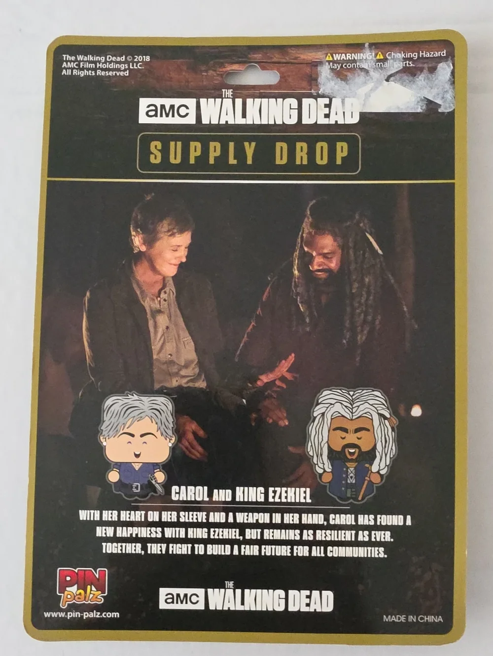 The Walking Dead Supply Drop Carol & King Ezekiel Pin Set, AMC Walkers Zombies